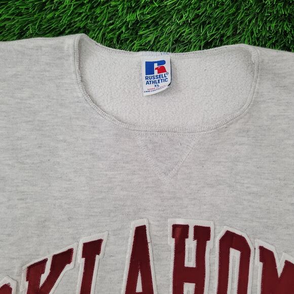 Vintage 80s Oklahoma Dad Sweatshirt XL 23x27 Gray Arch-Spellout - Picture 2 of 15